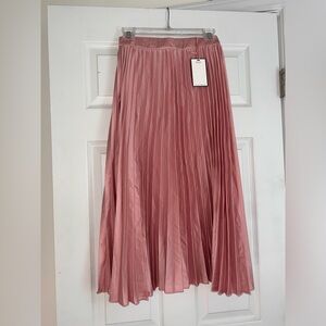 Pleated Satin Skirt